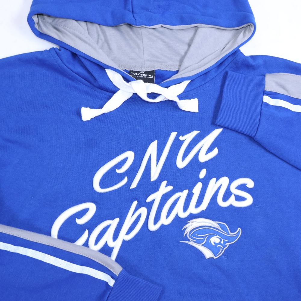 Colosseum Womens CNU Captains Hoodie Royal Blue Embroidered Sweatshirt Large